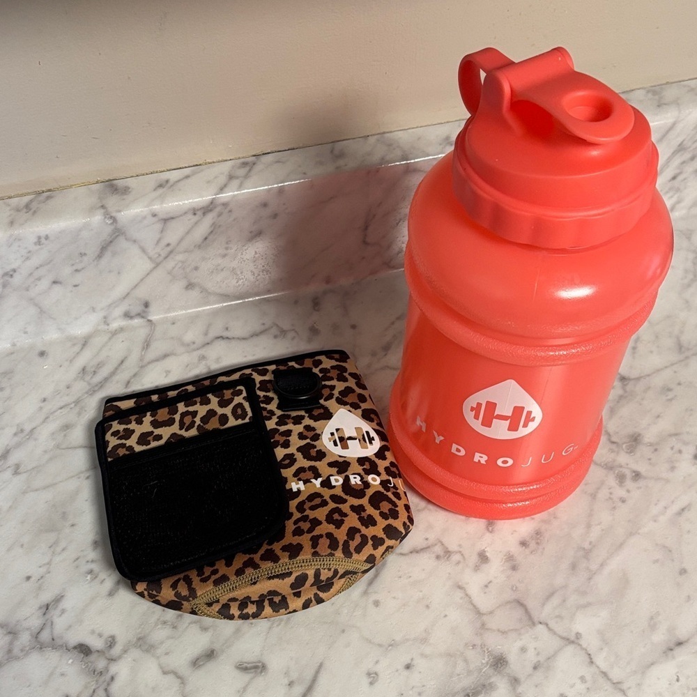 HydroJug Coral Bottle with Leopard Print Sleeve